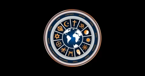 Circle Of Religious Symbols Stock Footage 126904945