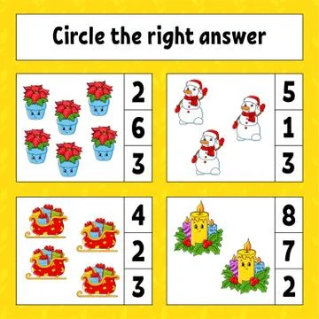 Circle the right answer. Christmas theme. Education developing worksheet. Act Stock Illustration