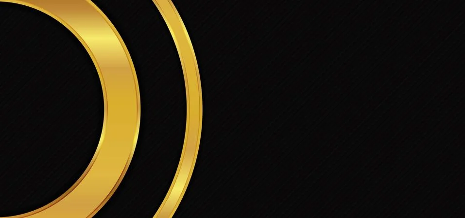 Circle ring shape overlap pattern black and gold luxury background Stock Illustration