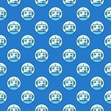 Circle with Robot Chatbot vector colored seamless pattern 스톡 일러스트