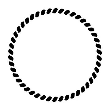 Circle of rope pattern. Ornamental decorative frame. Black vector illustration Stock Illustration