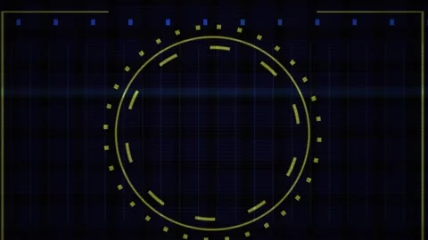 Circle Rotating on a Dark Blue Grid Hud Interface Background for Tech Designs Stock Footage 343692570