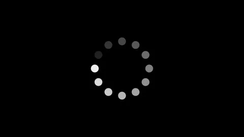 Circle rotating loading or progress bar icon. white dot ring on black background Video stock 336250015