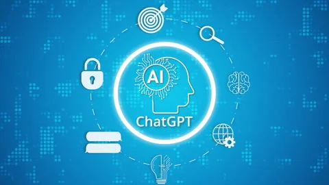 Circle rotating made of AI icons on digital background. Chat with AI technology Stock-Footage 247925047