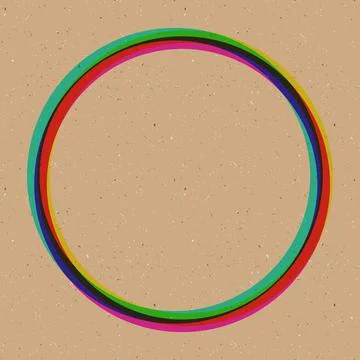 Circle round frame or ring on craft texture paper. Stereo effect Stock Illustration