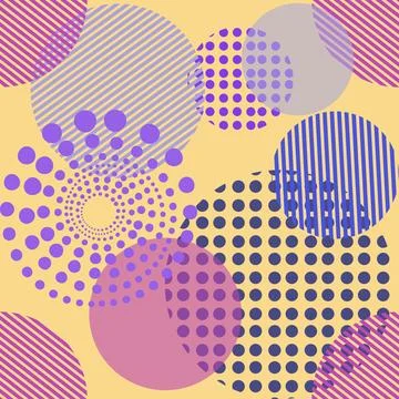 Circle round shape purple pantone seamless pattern, shiny sphere backdrop, mo Stock Illustration