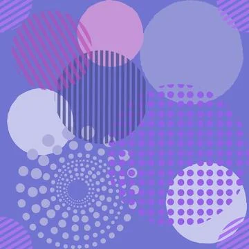 Circle round shape purple pantone seamless pattern, shiny sphere backdrop, mo Stock Illustration