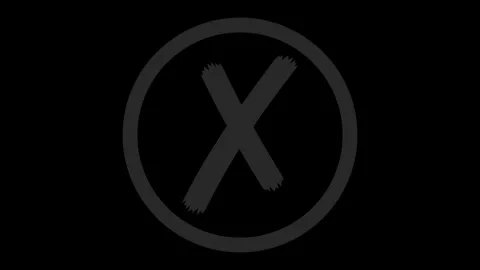 Circle round X mark symbol animation on black background Stock Footage 308741184