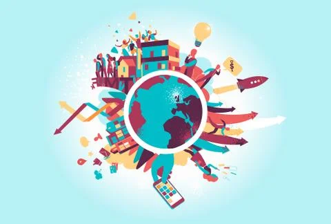 The circle routine of the contemporary world Stock Illustration