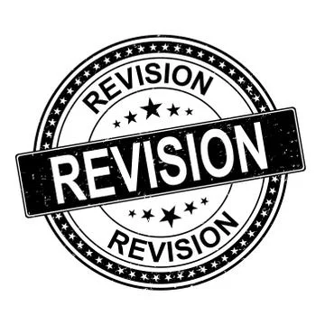 Circle rubber stamp with the text revision. revision rubber stamp, label, badge Stock Illustration