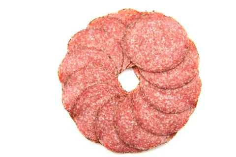 Circle of salami Stock Photos