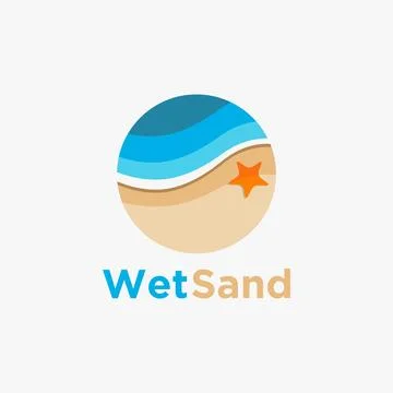Circle sand and beach logo icon vector template on white background 스톡 일러스트