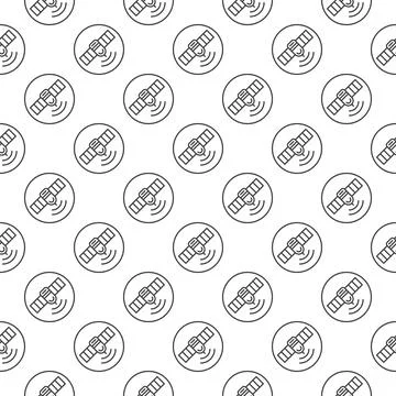 Circle with Satellite vector concept linear seamless pattern 스톡 일러스트