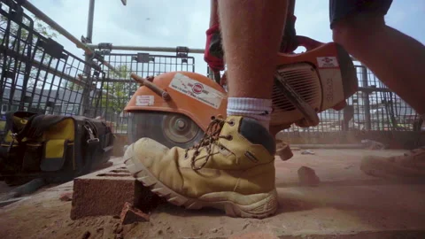 Circle Saw Cuts Brick Stock Footage 239682020