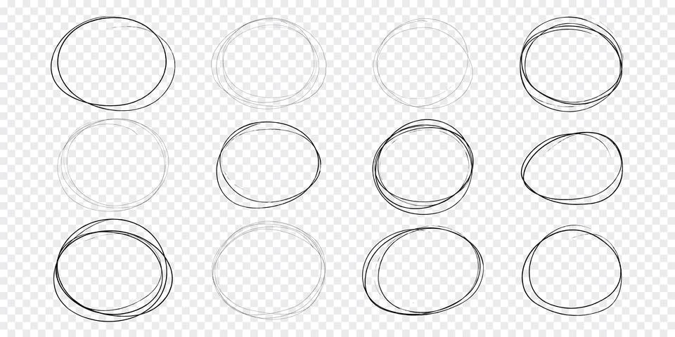 Circle scrible circular emphasis frame, fast mark, pencil line doodle frame Stock Illustration