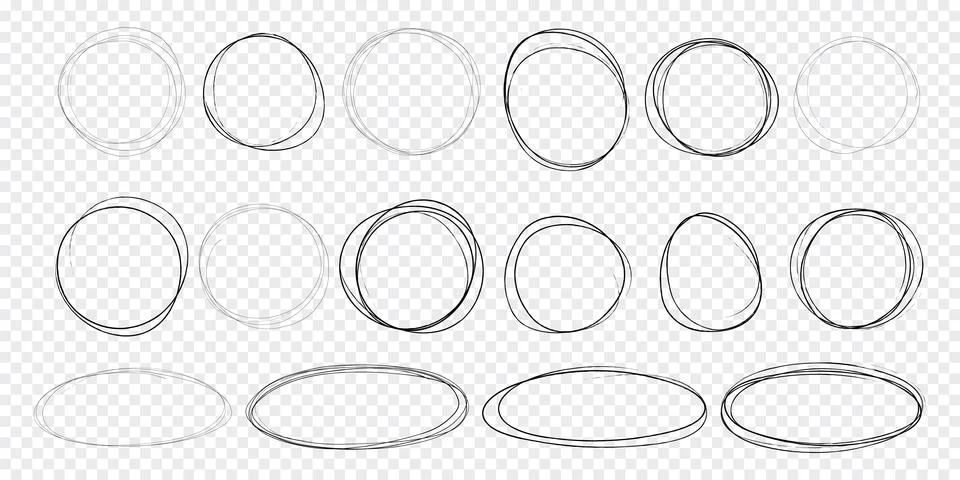 Circle scrible circular frame, fast mark, pencil line doodle frame. Ring, oval Stock Illustration