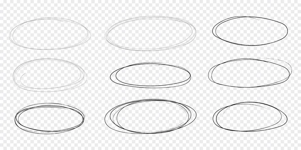 Circle scrible circular frame, fast mark, pencil line doodle frame. Ring, oval Stock Illustration