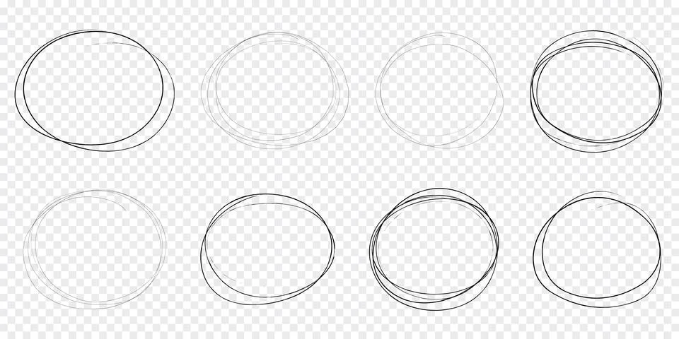 Circle scrible circular frame, fast mark, pencil line doodle frame. Ring, oval Stock Illustration