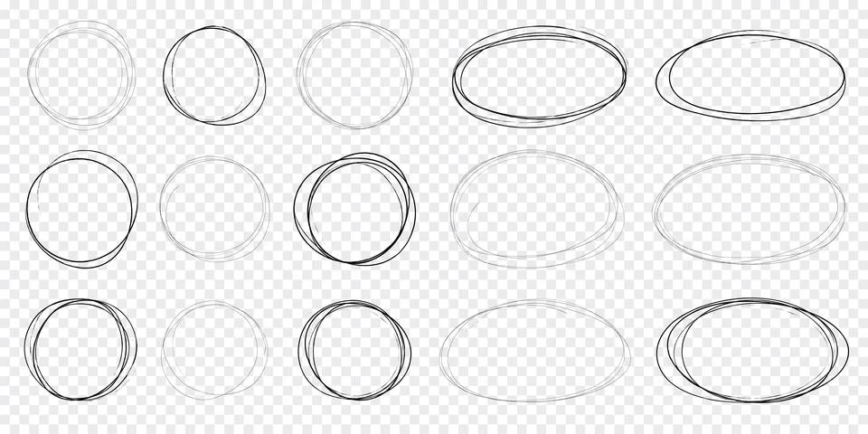 Circle scrible circular frame, fast mark, pencil line doodle frame. Ring, oval Illustrazione stock