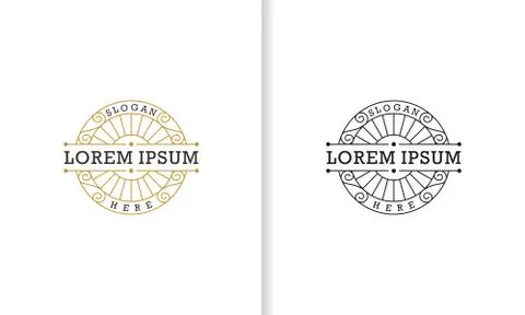 Circle Seal Line Art Vector Illustrazione stock