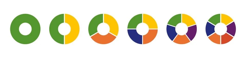Circle section graph. Wheels divided in sections.Multicoloured diagrams Stock Illustration