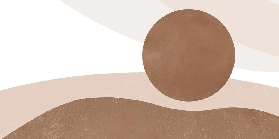 Circle shape abstract background watercolour brown illustration. Watercolor Stock Illustration