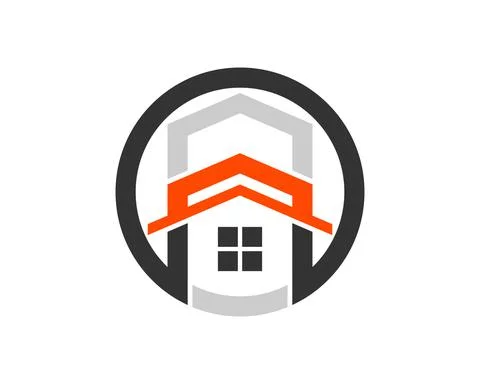 Circle shape with abstract house inside 스톡 일러스트