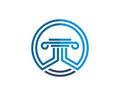 Circle shape with abstract law pillars inside Stock Illustration