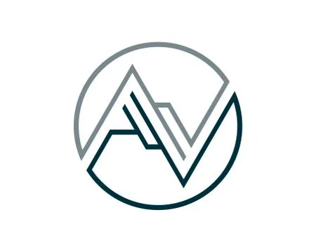 Circle shape with abstract mountain outline Stock Illustration