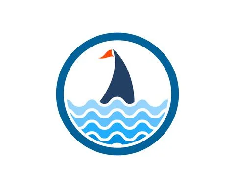 Circle shape with Abstract sea and sail boat Stock Illustration