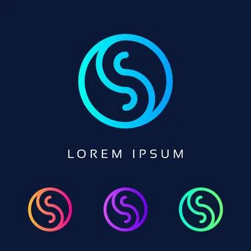 Circle shape and Modern Unique colorful logo of letter s. Illustrazione stock