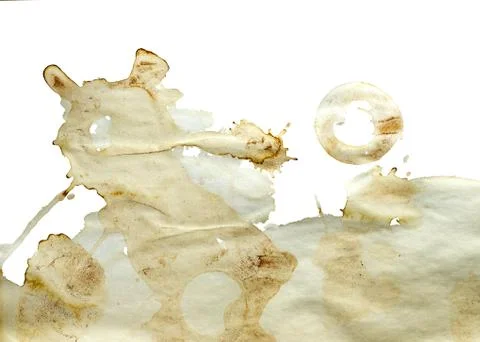Circle shape coffee stains on white background. Fotos de archivo