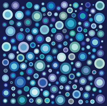 Circle shape collection in many blue purple over deep blue Stock Illustration