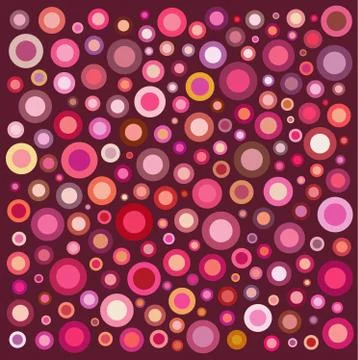 Circle shape collection in many pink orange over deep red Stock Illustration