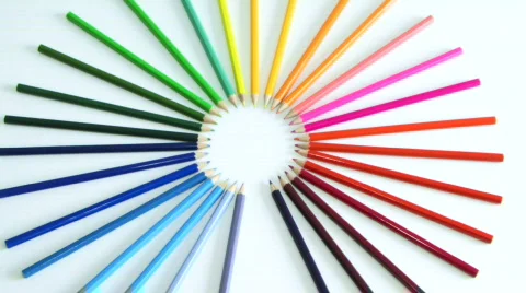 Circle shape of colored pencils Stock Footage 704621