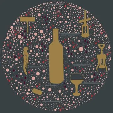 Circle shape with corkscrews on black background Stock Illustration