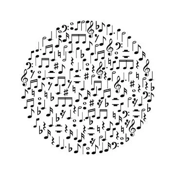 Circle Shape created from Musical Notation Sign or Musical Key Icon Symbol Stock Illustration