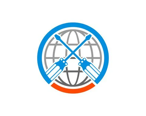 Circle shape with cross screwdriver inside Stock Illustration