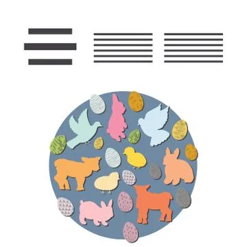 Circle shape with Easter animals and text frame. Stock Illustration