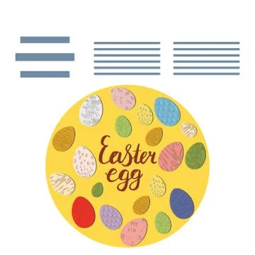 Circle shape with Easter decorated eggs and text frame. Stock Illustration