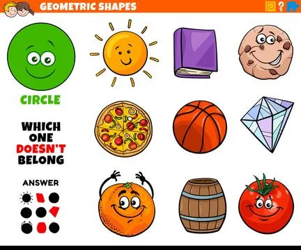 Circle shape educational task for kids Cartoon Illustration of Circle Geom... Fotos de archivo