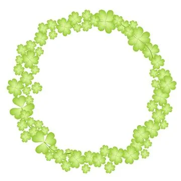 A Circle Shape Frame of Four Leaf Clover Illustrazione stock