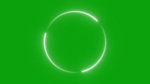 Circle shape frame white color glowing neon lights loop animation on green Video stock 291393600