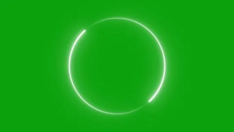 Circle shape frame white color glowing neon lights loop animation on green Stock Footage 291393602
