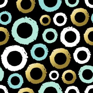 Circle shape hand paint seamless pattern with gold color Stock Illustration