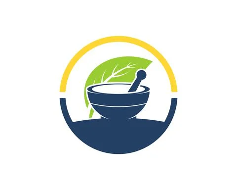 Circle shape with herbal mortar and pestle inside Stock-Illustration