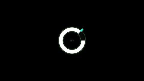 Circle shape loading bar icon progress represented in percentage black back.. Stock Footage 251118934