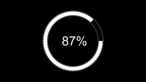 Circle shape loading bar icon progress represented in percentage black back.. Stock Footage 251118944