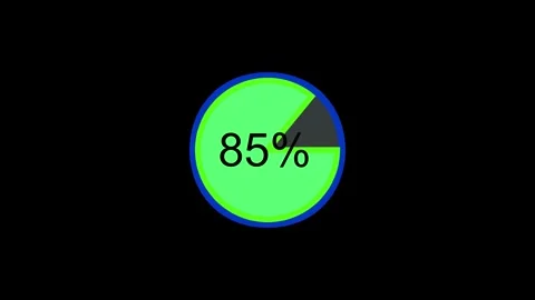 Circle shape loading bar icon progress represented in percentage black back.. Stock Footage 251118962