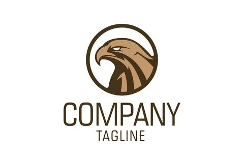 Circle Shape Luxury Golden Eagle Logo Design	 Stock Illustration